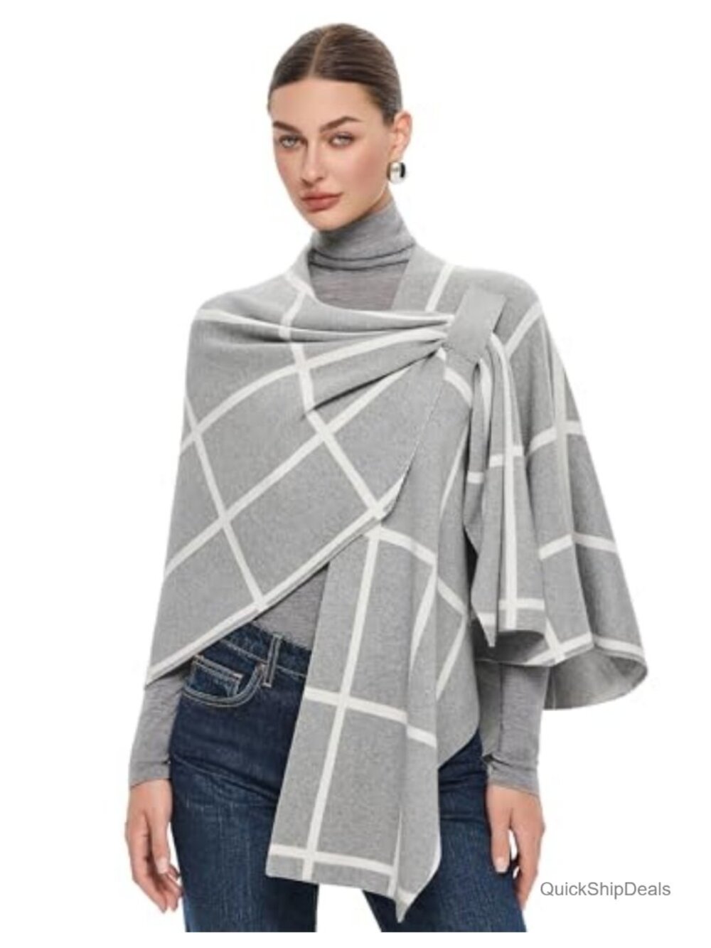 Cross Front Shawl Wrap Knit Poncho Cape for Women | Travel Wraps